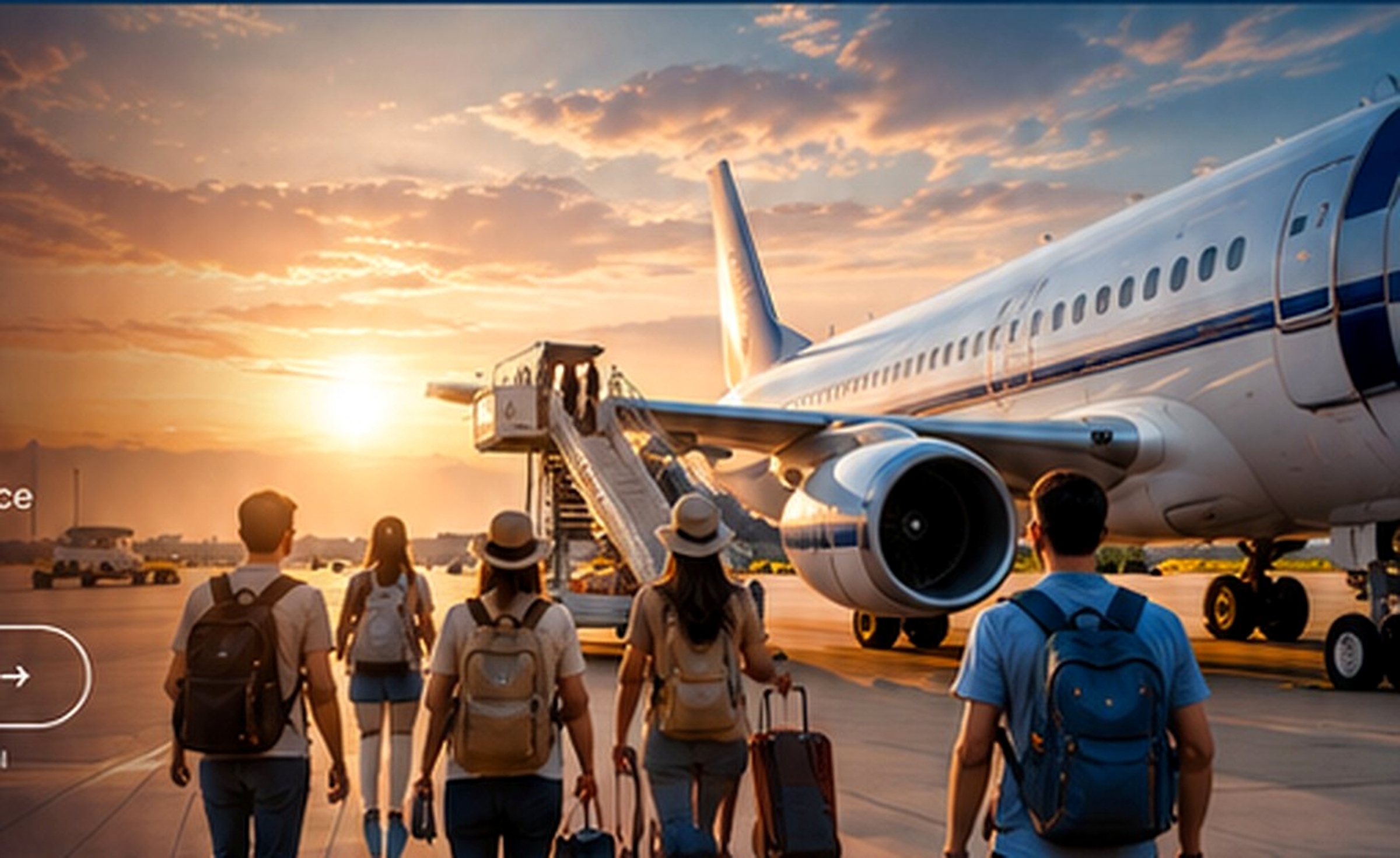 Group of travelers preparing to board an airplane